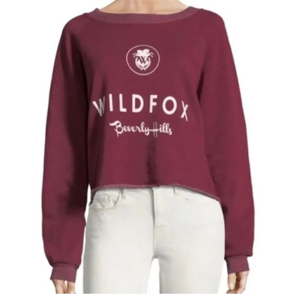 Wildfox Burgundy Cropped Sweatshirt